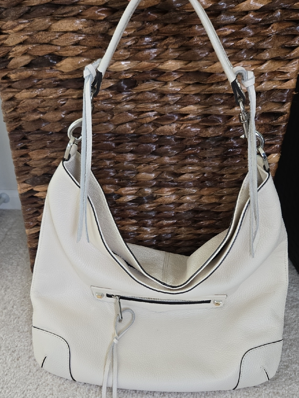Rebecca Minkoff Cream Pebbled Leather Hobo Bag